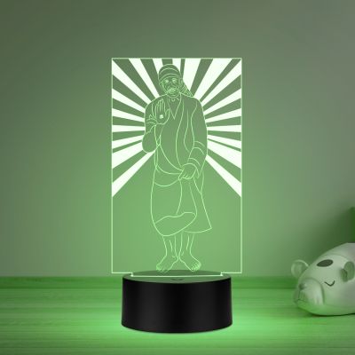 3D Illusion Sai Baba Night lamp multicolored Light with Remote Control